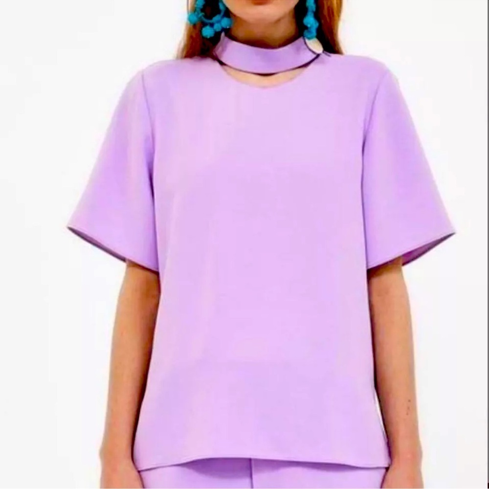 Zara Woman Lavender Mock Neck Blouse – XS